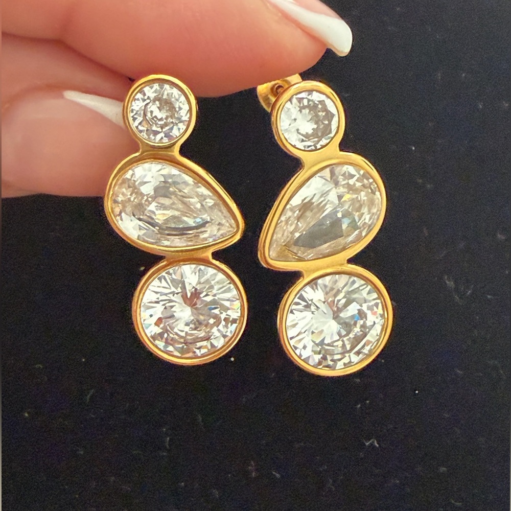Elegant Gold and Silver Drop Earrings